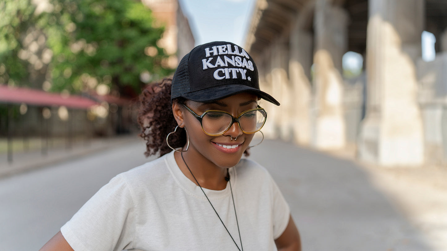Black Suede Trucker Hat