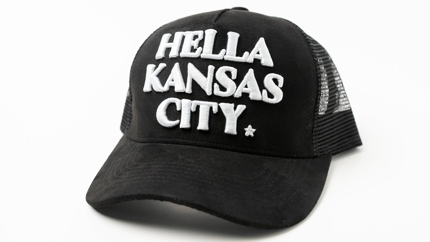 Black Suede Trucker Hat